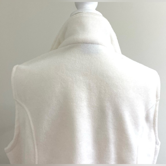 Columbia Womens XL Solid Cream Fleece Sleeveless Zip-Front Vest Classic Warm - Picture 8 of 13